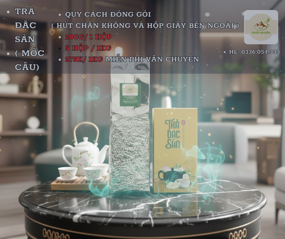 Trà móc câu Thái Nguyên 275k 1kg – hộp trà đặc sản đóng gói hút chân không